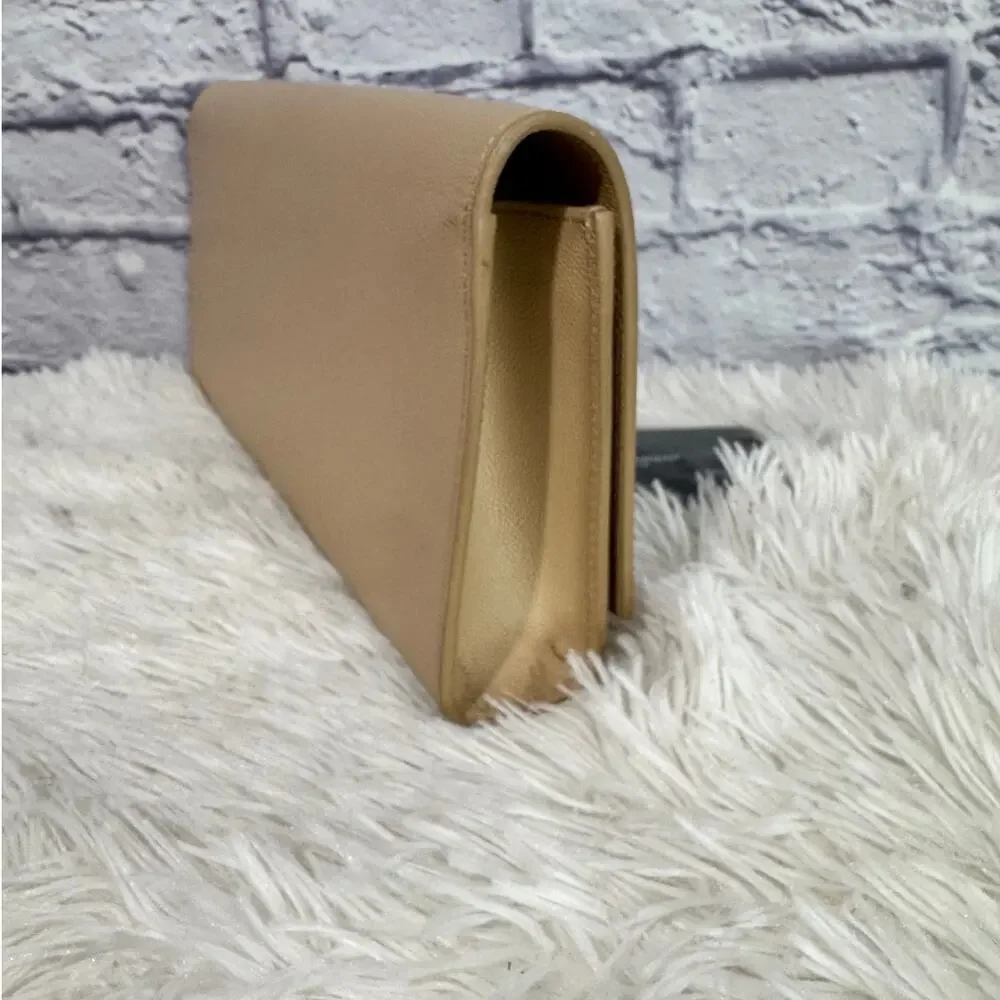 SAINT LAURENT Kate Monogram Clutch Tan